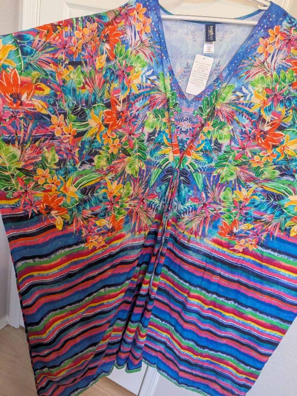 NWT | Island Tropics | OSFM  Mrs. Roper Romp Ready | Tropical Rainbow Hue Kaftan - Picture 7 of 15